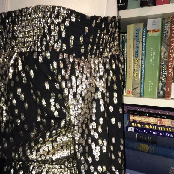 Shoshanna Midnight Collection Black Gold Off Shoulder Maxi Dress - Picture 9 of 11